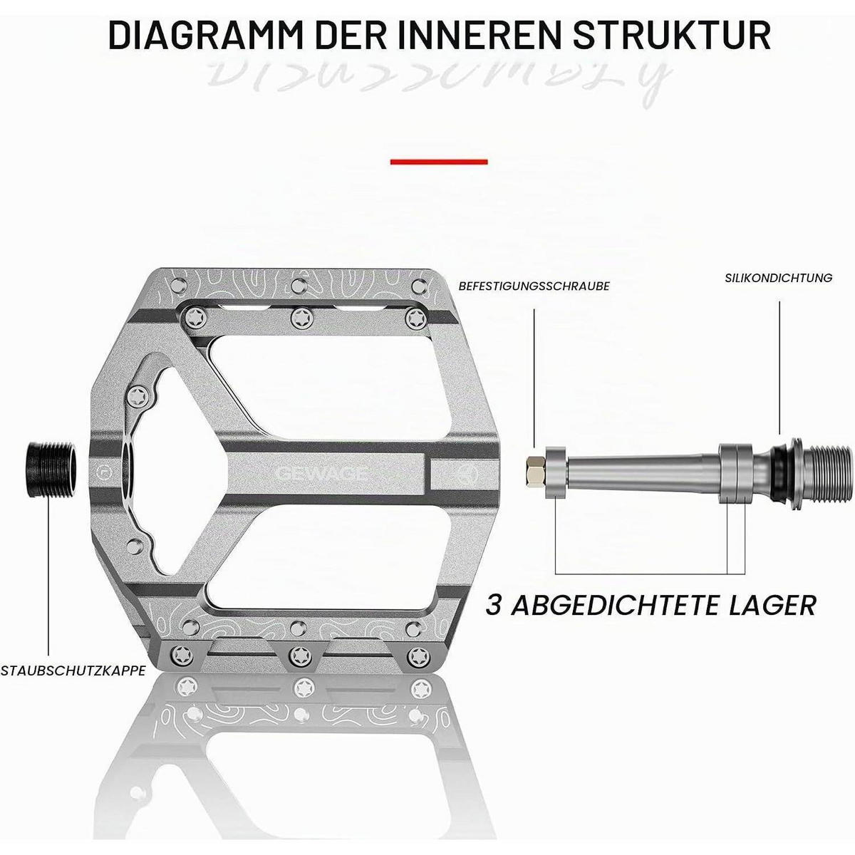 FAHRRADPEDALE Set Aluminiumlegierung Silber - Silberfarben, Metall (10/2.5/10.5cm)
