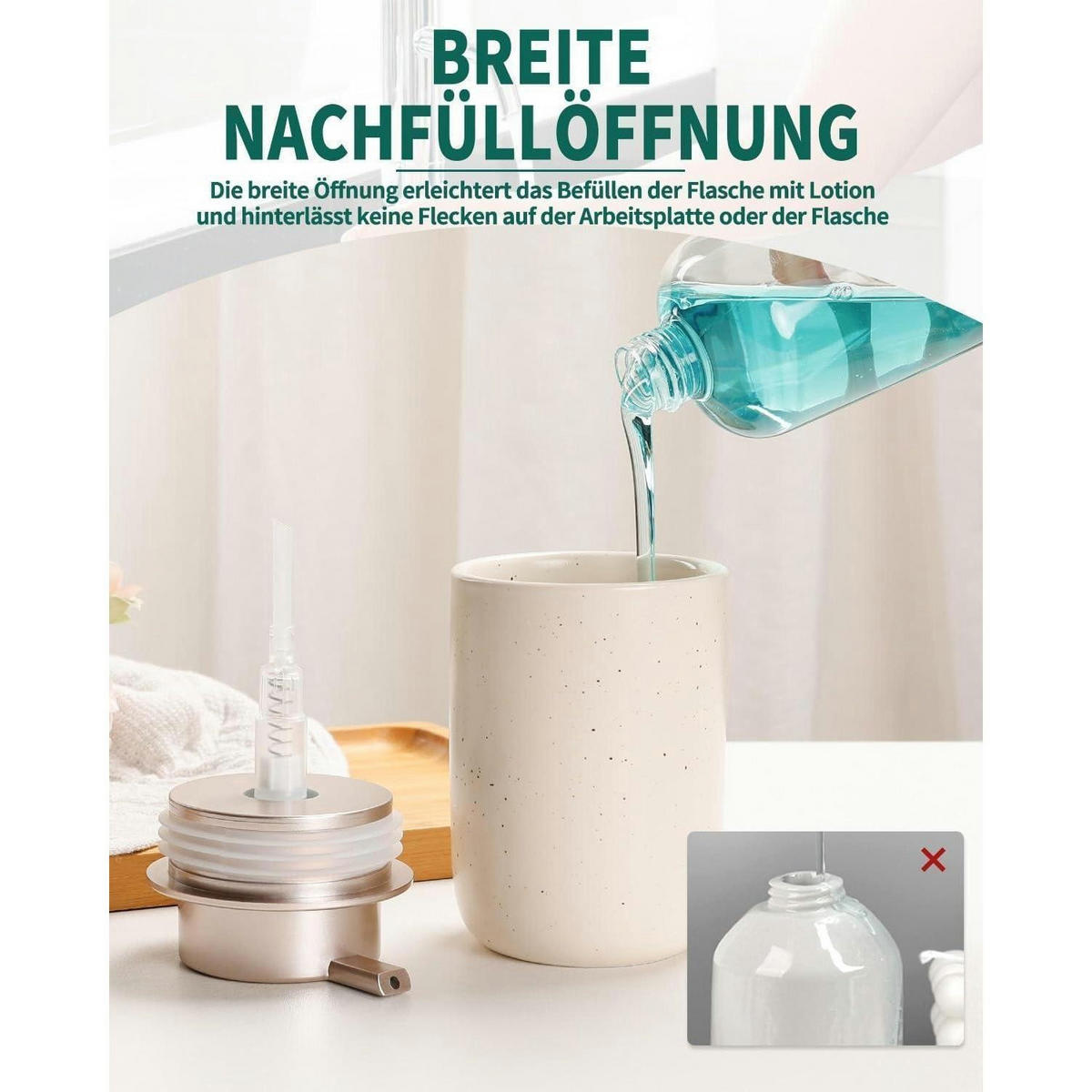 SEIFENSPENDER Keramik 350ml Beige & Rosa - Beige, Keramik (8/14/8cm)