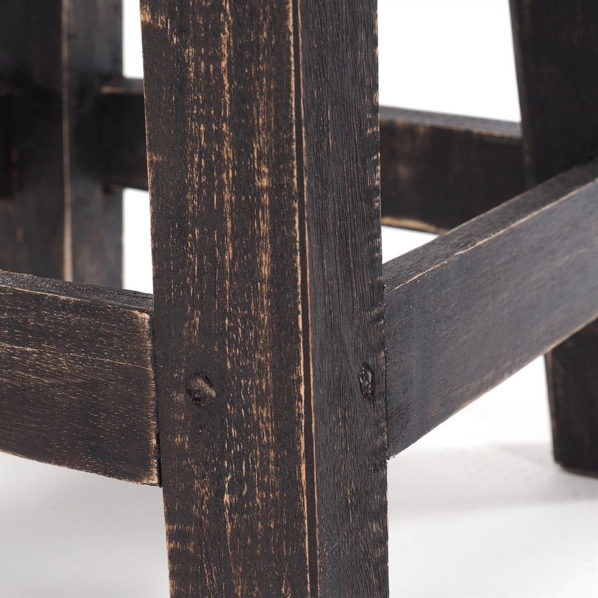 FUSSHOCKER PALO Mahagoni Recyclingholz 04 schwarz-natur - Graubraun, Holz (26/27/26cm) - DESIGN DELIGHTS