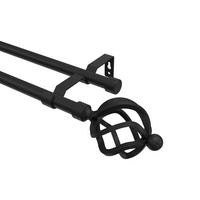 GARDINENSTANGE Olymp Paolo 160 cm, 2-läufig (ohne Ringe), 16 mm Ø Schwarz - Schwarz, Metall (160cm) - INTERDECO