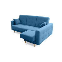 ECKSCHLAFSOFA HILTON Strukturstoff - Blau, Textil (225/158cm) - Robin