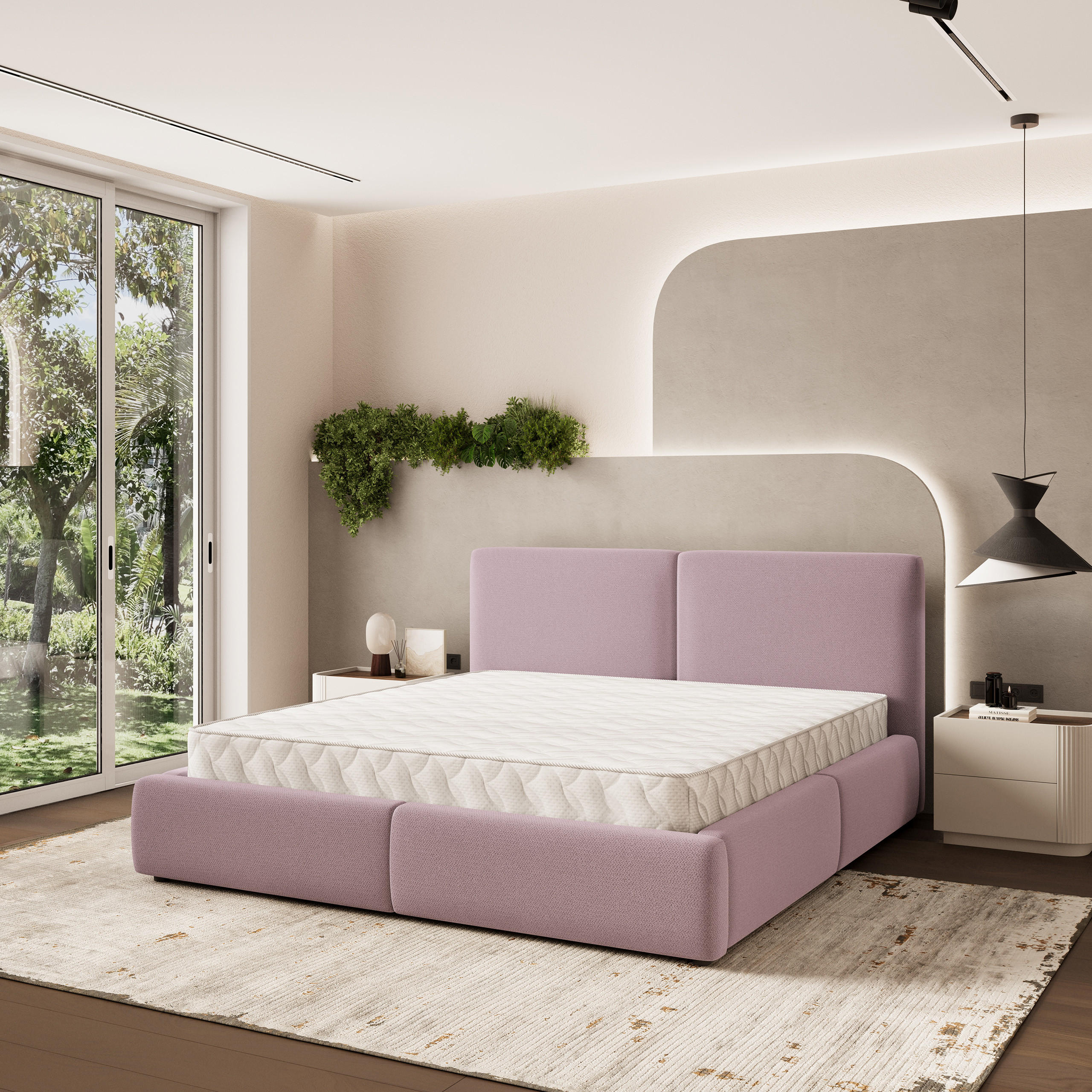 POLSTERBETT FELURO 140x200 cm mit Bettkästen - Rosa - Rosa, Holz (140/200cm) - MASSENO