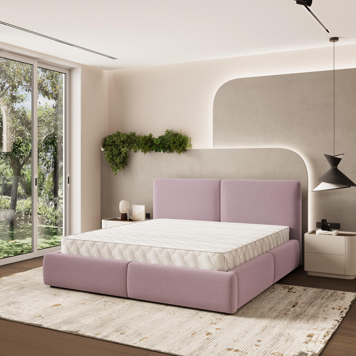 POLSTERBETT FELURO 140x200 cm mit Bettkästen - Rosa - Rosa, Holz (140/200cm) - MASSENO