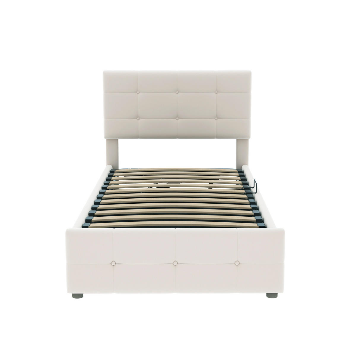 KINDERBETT 90/200 cm in Beige aus Samt mit Stauraum und verstellbarem Kopfteil - Beige, Textil (90/200cm) - Flora Grace