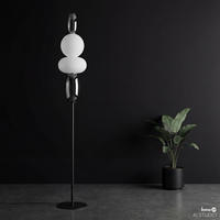STEHLEUCHTE - Glas / Eisen - Schwarz/Weiß, Glas/Metall (25/25/160cm) - home24