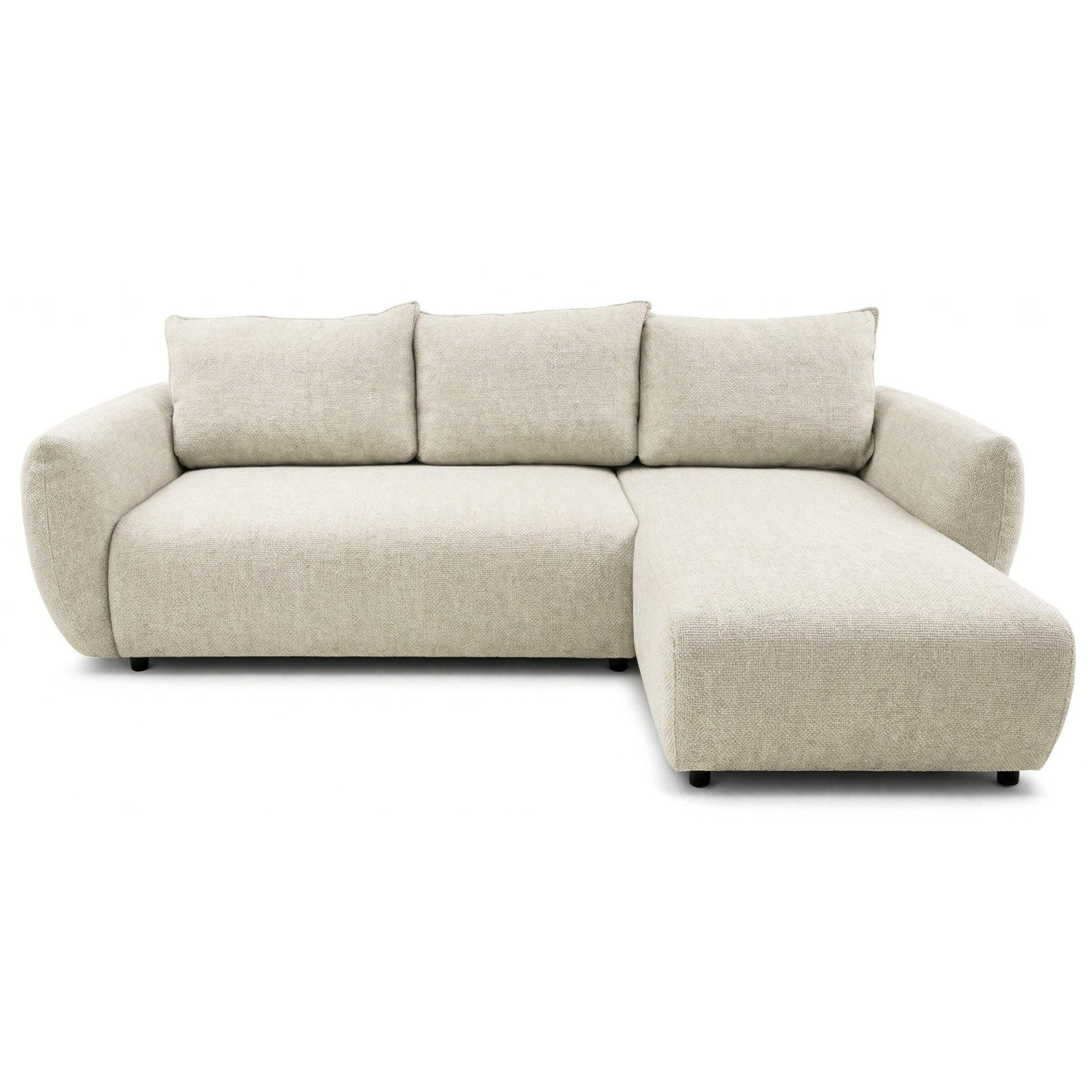 ROHOVÁ POHOVKA Zordo Svetlobežový Ženil Pravá S Dvoma Úložnými Priestormi - čierna/écru, textil/plast (170/256cm) - Selsey