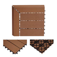 WPC ECK-BODENFLIESE + Abschluss 30x30cm rechts Teak linear - Teakfarben, Kunststoff (30/30/2cm) - BERLINLODGE