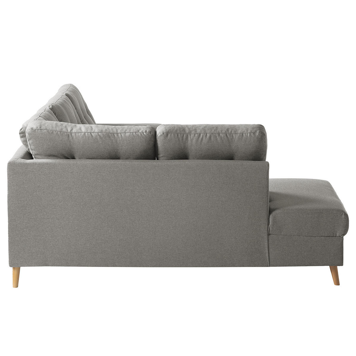 ECKSOFA mit Ottomane - Webstoff - Hellbraun/Grau, Holz/Textil (230/200cm) - home24