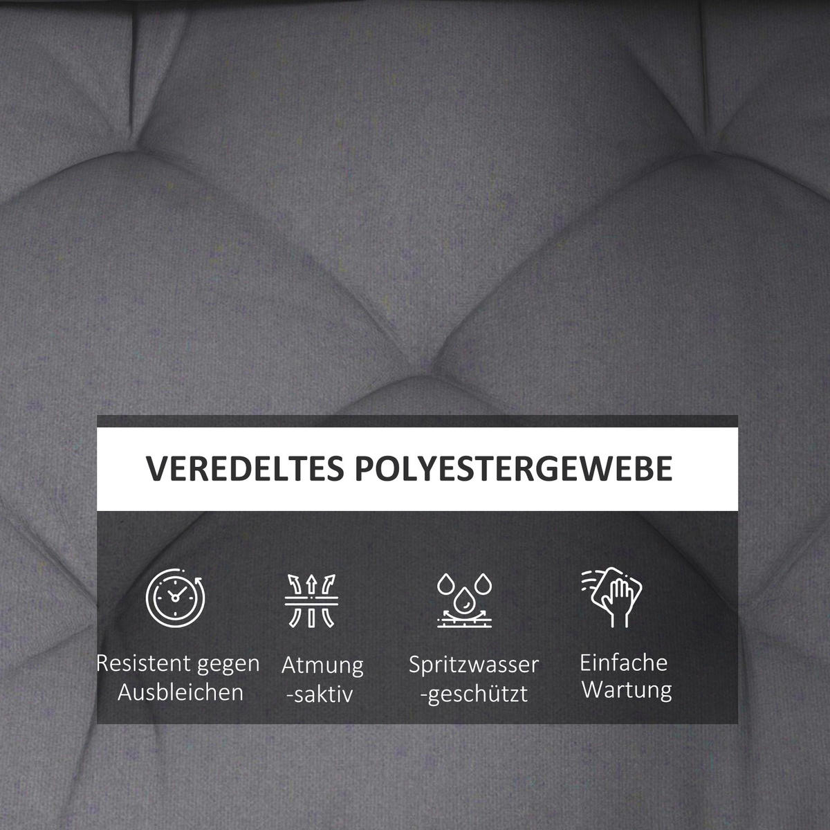 SITZKISSEN, Polyester, Dunkelgrau - Dunkelgrau, Kunststoff (80/12/120cm) - Outsunny