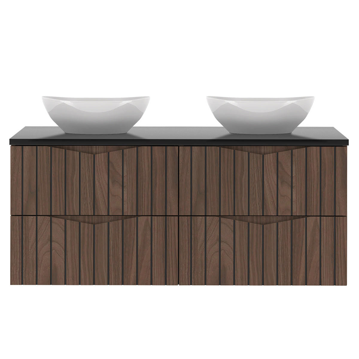 DOPPELWASCHTISCH 120.6cm Siena Holz und Schwarz - Schwarz, Holzwerkstoff (120.6/52.2/46.5cm) - Petits-meubles