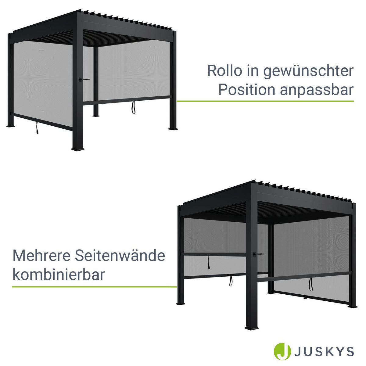 SEITENWAND für Lamellendach Tahiti 3 x 2,4 m anthrazit - Anthrazit, Metall (300/240/700cm) - Juskys