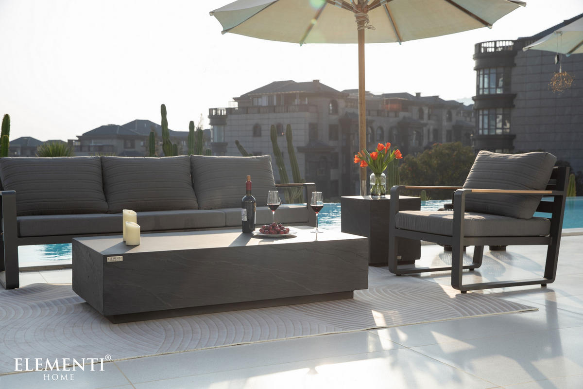 COUCHTISCH COLORADO aus GF-Beton Rechteck, Wetterbeständig, 153x77x36 cm - Dunkelgrau, Naturmaterialien (153/77/36cm) - Elementi