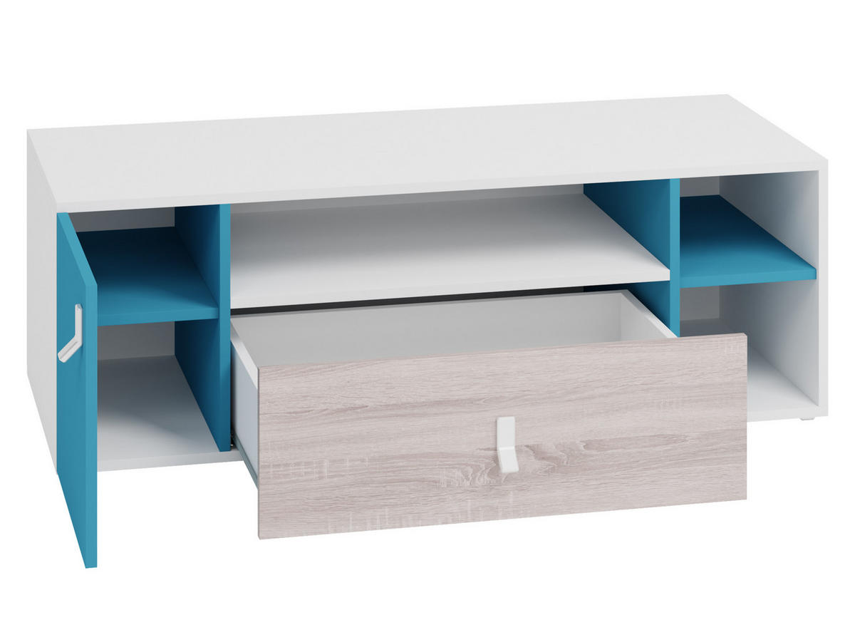TV-LOWBAORD Planet 10 - Blau/Eichefarben, Holzwerkstoff (120/40/50cm)