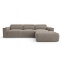 ECKSOFA L Form Ruyam Hellbraun 310/165/78 cm – Schlaffunktion Rechts - Hellbraun/Schwarz, Kunststoff/Textil (310/170cm) - AX Living