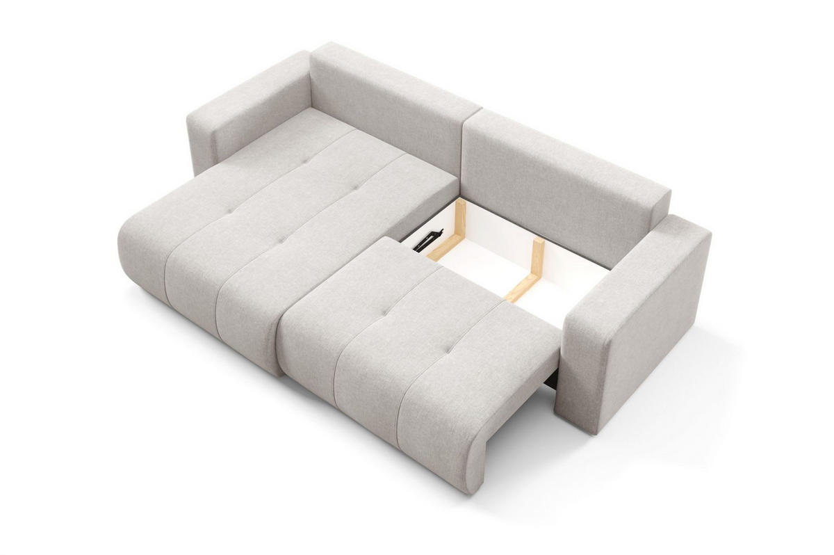 ECKSOFA Augusto - Hellgrau, Holzwerkstoff/Textil (244/149cm) - Fun Möbel