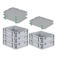 EUROBOX 5x Nextgen Economy Mit Auflagedeckel Grau/Grün Griffe Geschlossen 11 Liter - Grün, Kunststoff (30/12/40cm) - PROREGAL