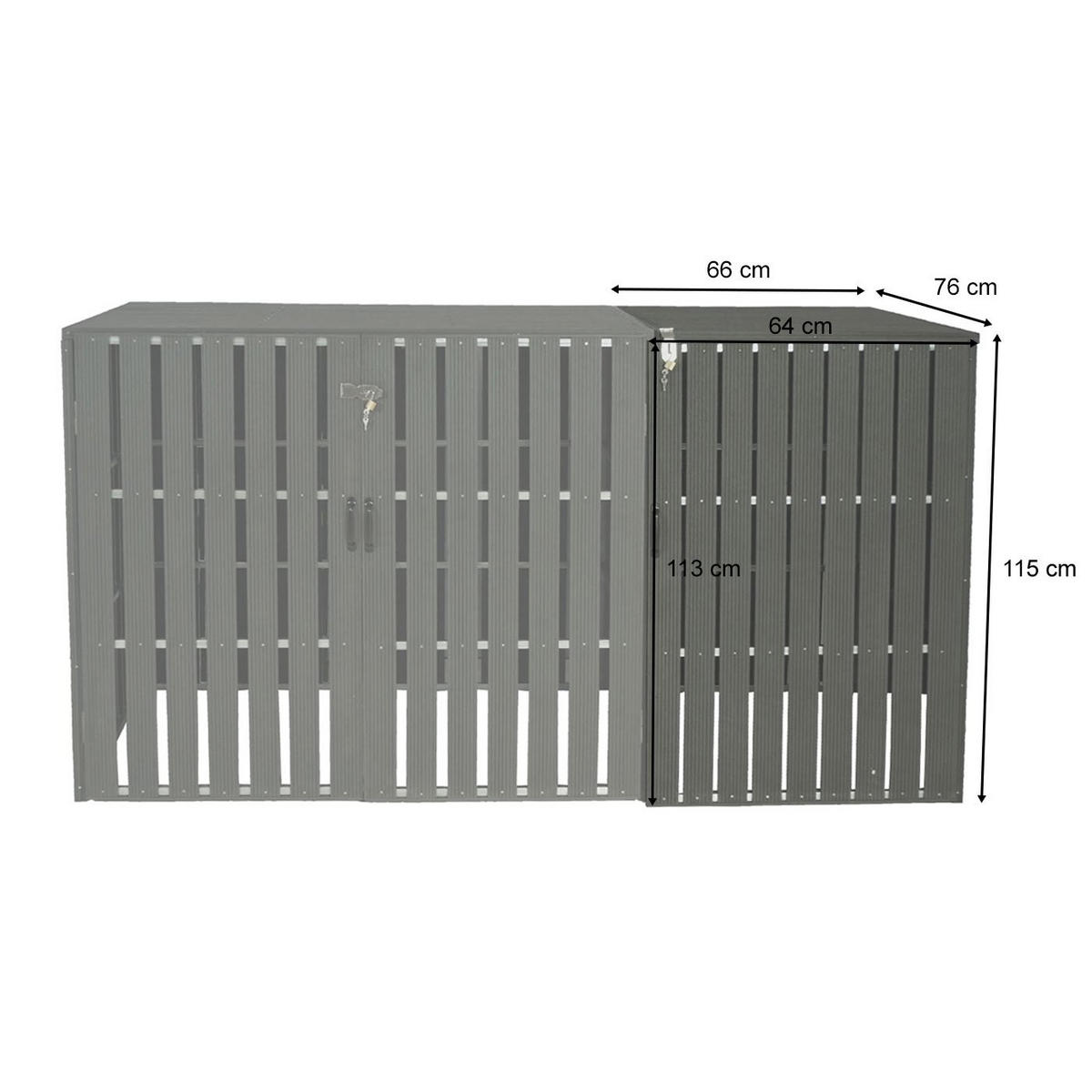 MÜLLTONNENBOX ERWEITERUNG Anthrazit - Anthrazit, Metall (66/115/76cm) - MCW