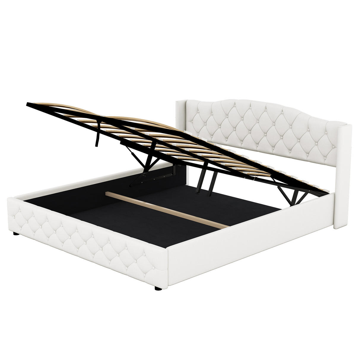 BETT mit Bettkasten 180x200 cm Beige - Beige, Metall (180/200cm) - Meubliv