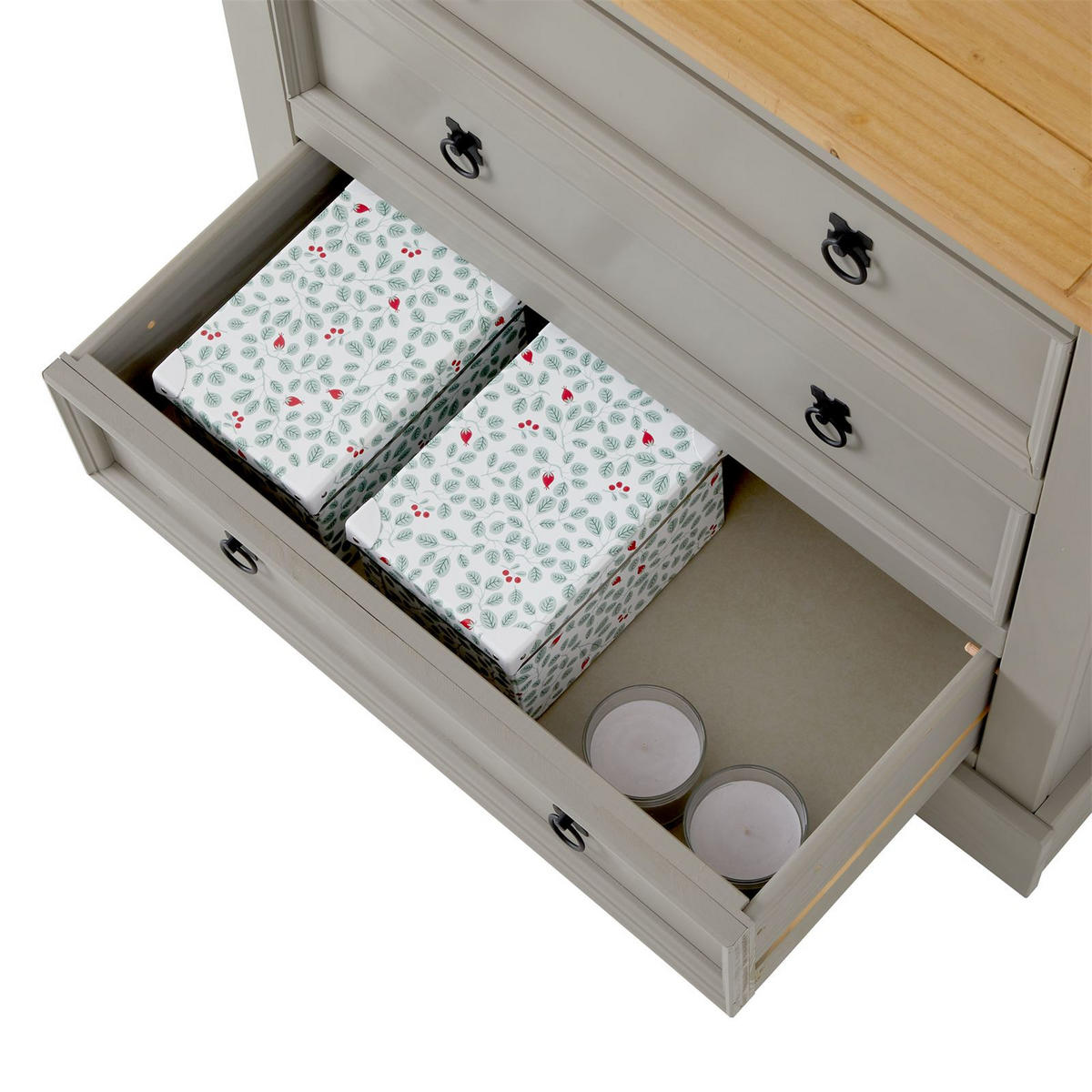 KOMMODE TEQUILA grau/braun - Braun/Grau, Holz (88/86/44cm) - IDIMEX