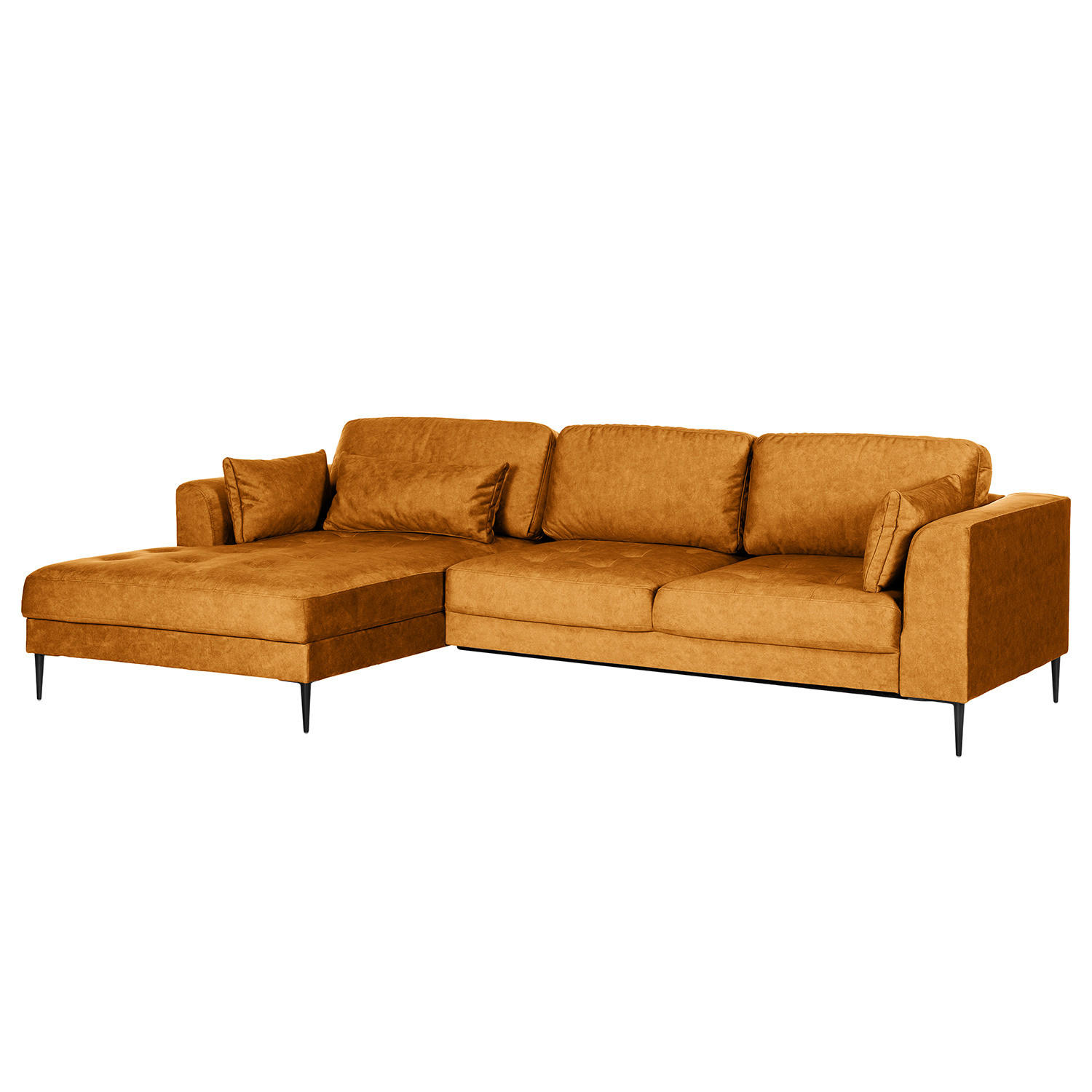 ECKSOFA mit Longchair - Rot, Textil/Metall (275/168cm) - home24