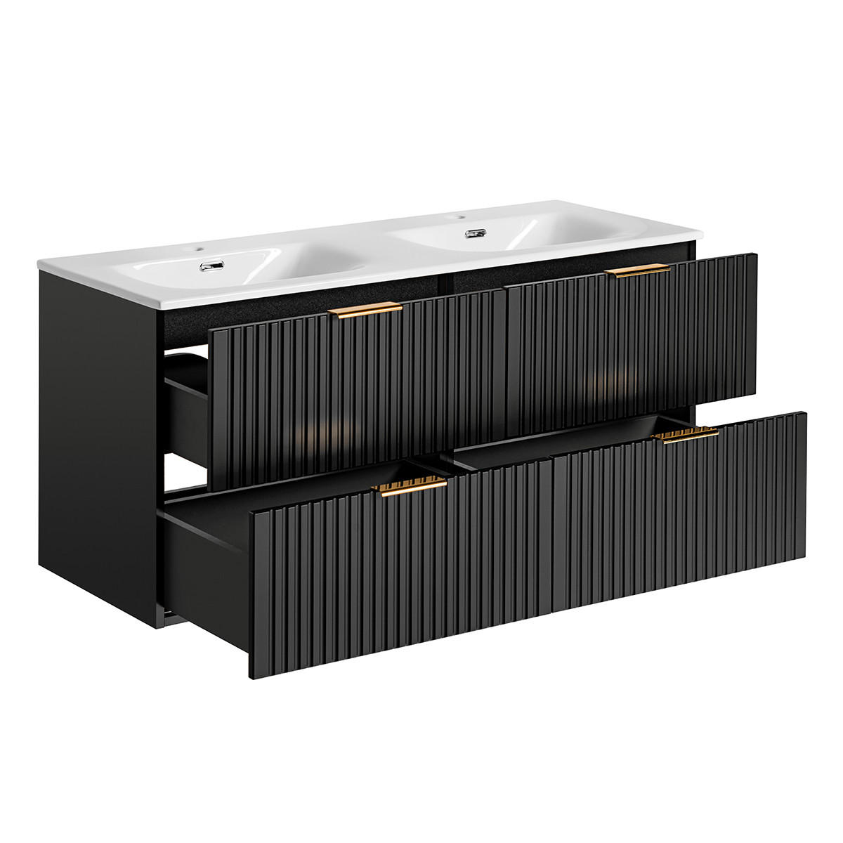 DOPPELWASCHTISCH 120.4cm Adriel Mattschwarz - Schwarz, Holzwerkstoff (120.4/57/46cm) - Petits-meubles