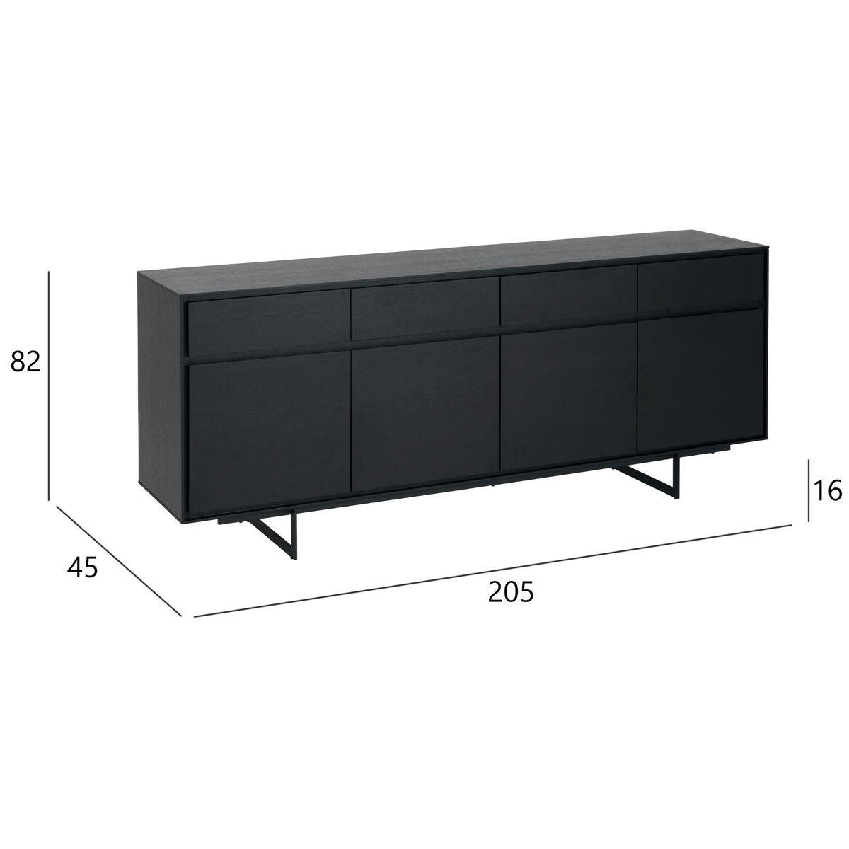 SIDEBOARD Schwarz - Schwarz, Holz/Metall (205/82/45cm) - Furnhouse