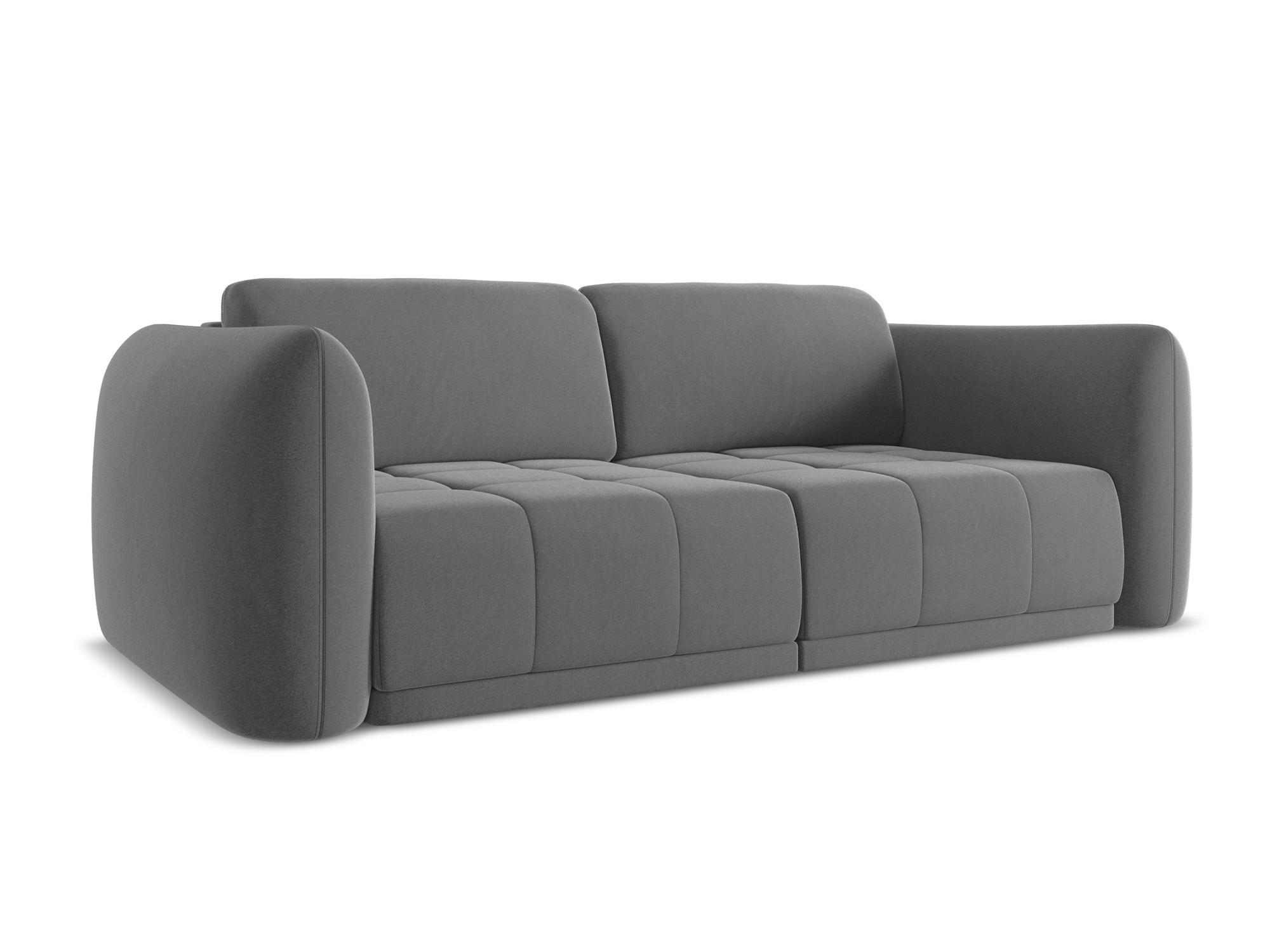 3-SITZER SOFA Samt Stoff Grau - Schwarz/Grau, Kunststoff/Textil (210/74/105cm) - Makamii