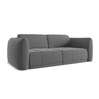 3-SITZER SOFA Samt Stoff Grau - Schwarz/Grau, Kunststoff/Textil (210/74/105cm) - Makamii