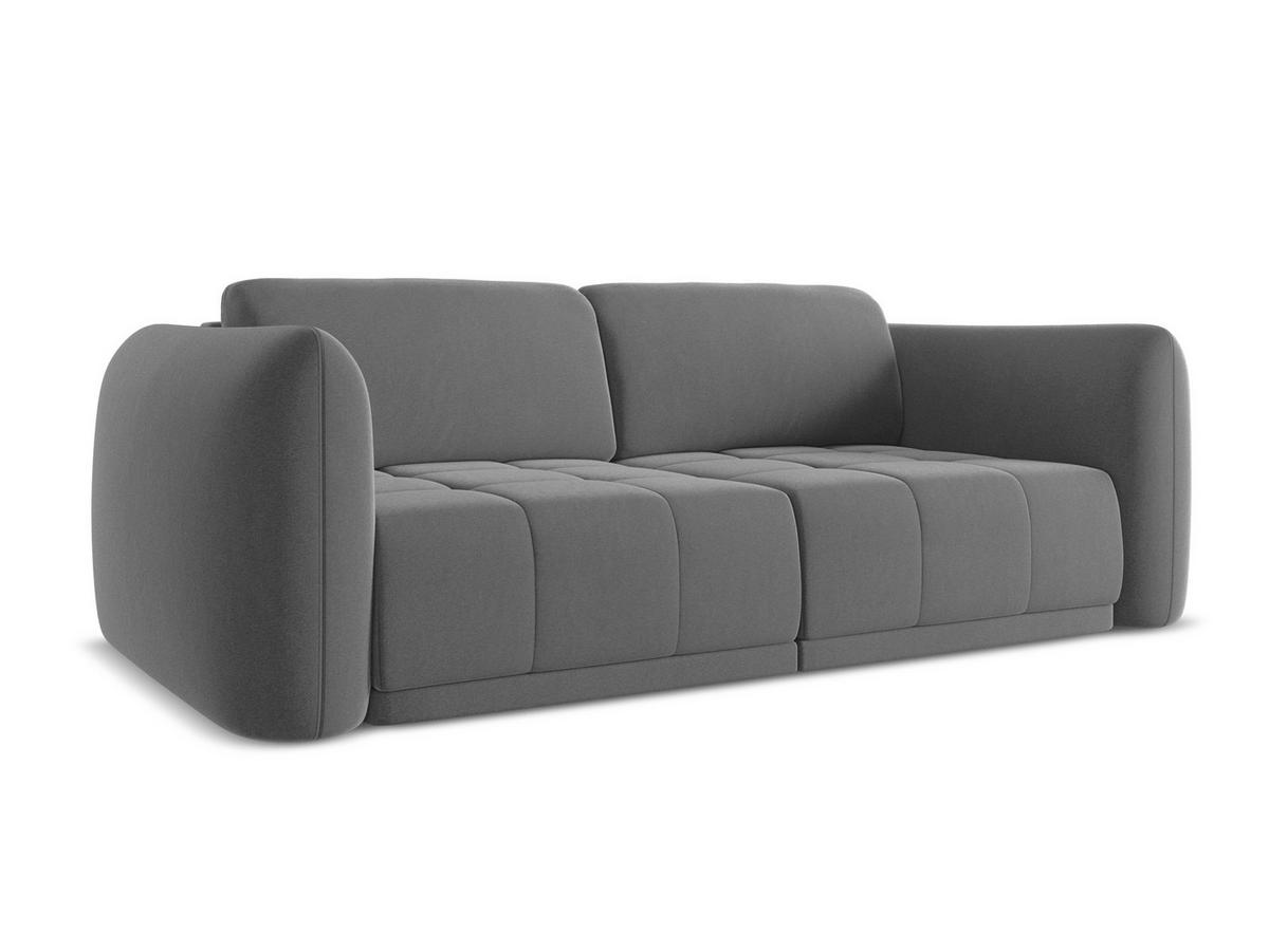 3-SITZER SOFA Samt Stoff Grau - Schwarz/Grau, Kunststoff/Textil (210/74/105cm) - Makamii