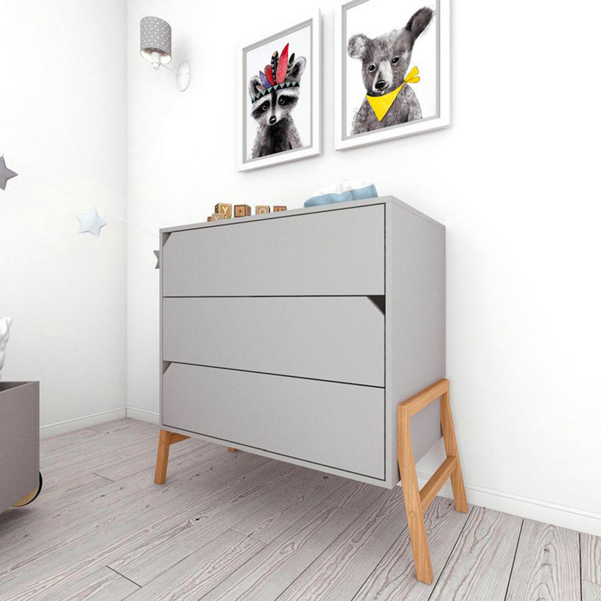 KOMODA Grey - šedá, kompozitní dřevo (107/91/50cm) - Petits-meubles