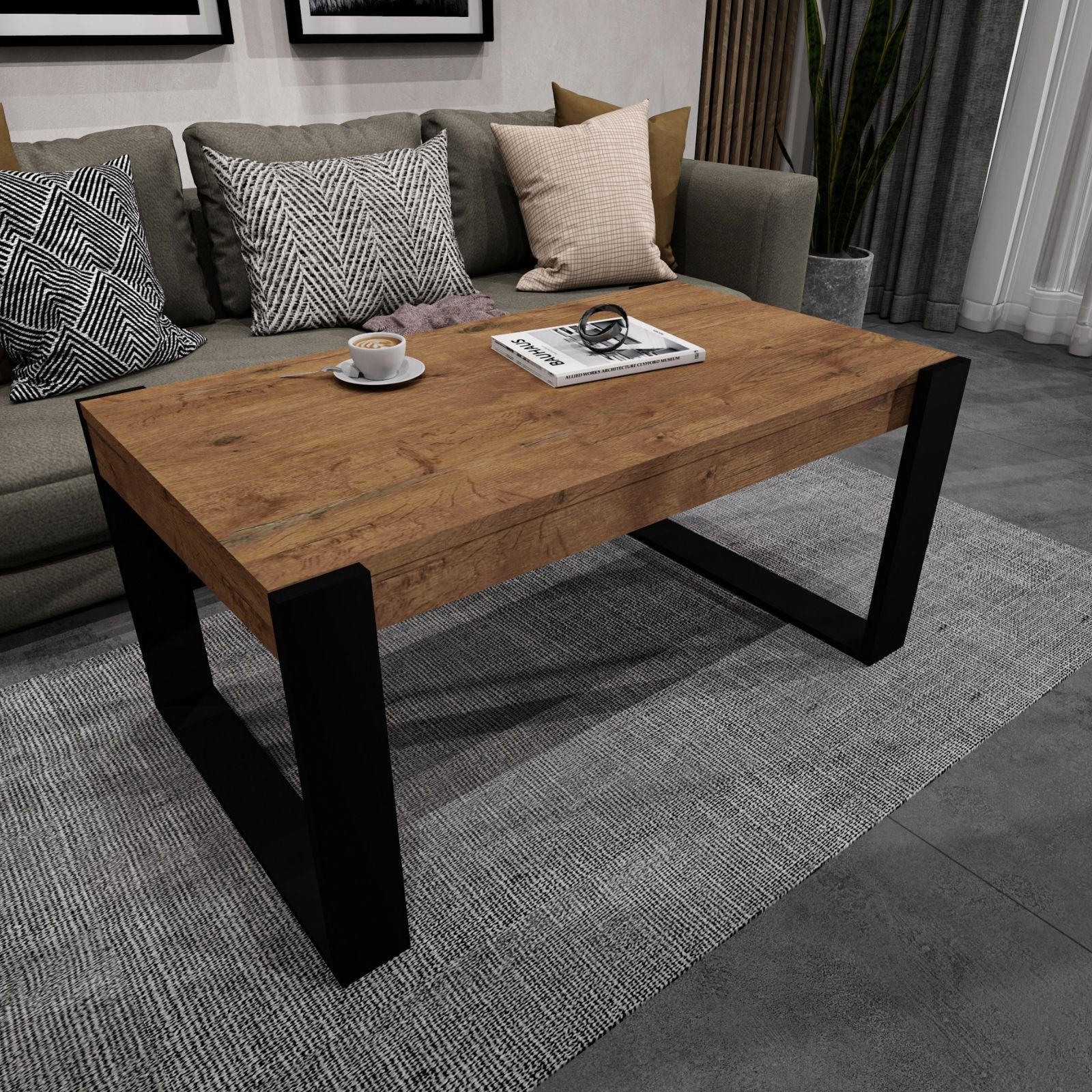 COUCHTISCH Karo II 92/44/54 - Alteiche/Schwarz, Holzwerkstoff (54/92/44cm) - RAUMHIRSCH FURNITURE
