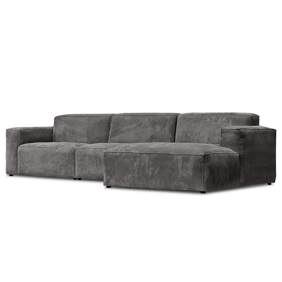 ECKSOFA mit Longchair - Schwarz/Grau, Kunststoff/Textil (345/170cm) - home24
