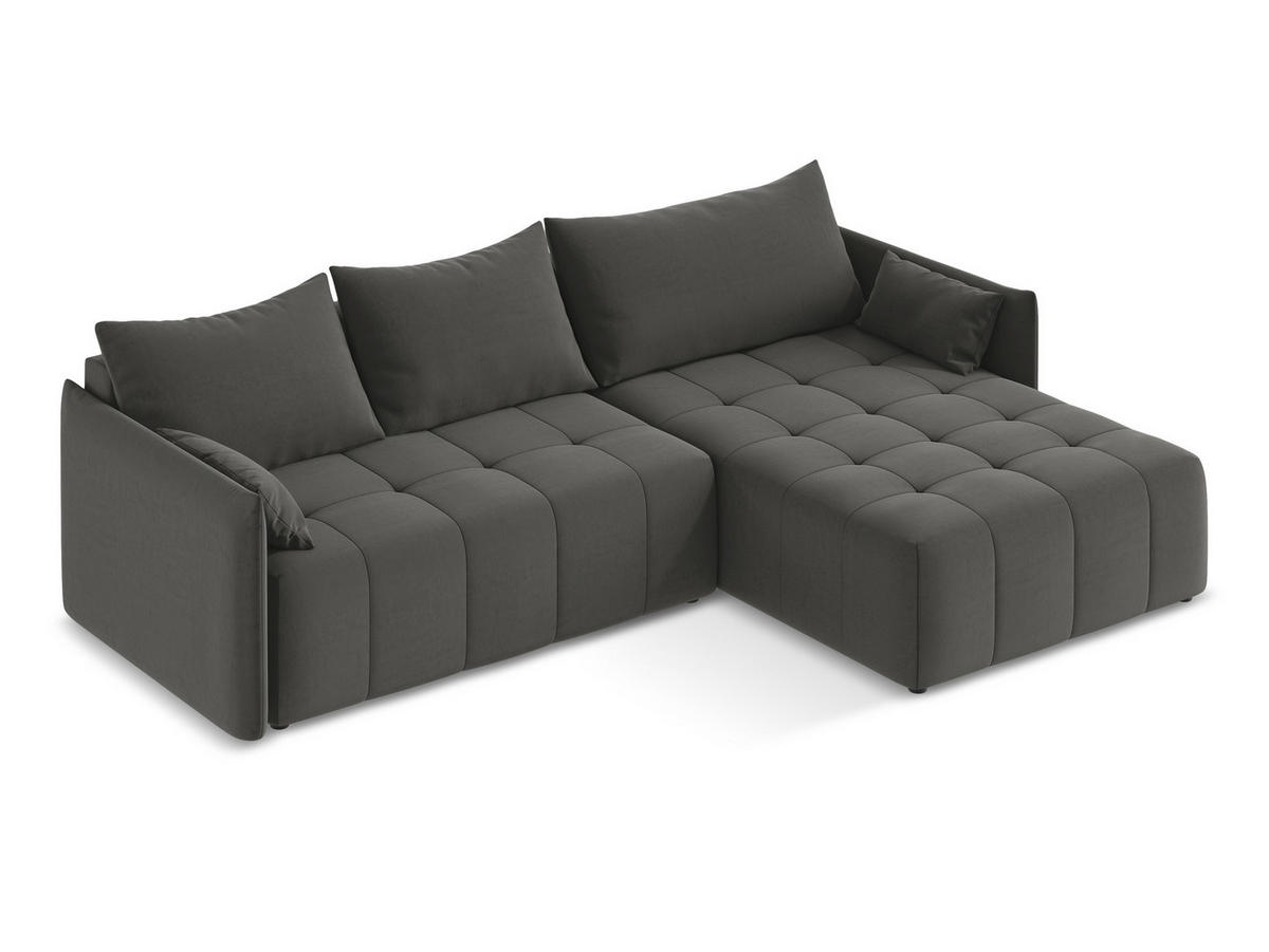 ECKSOFA Rechts Bouclé Stoff Weiß - Schwarz/Weiß, Holzwerkstoff/Kunststoff (240/90cm) - Makamii