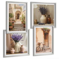 BILDER SET 4er Set - 50x50 cm & 40x60 cm Silberner Rahmen - Lavendelblüten und Architektur - Silberfarben, Kunststoff (50/50cm) - TULUP