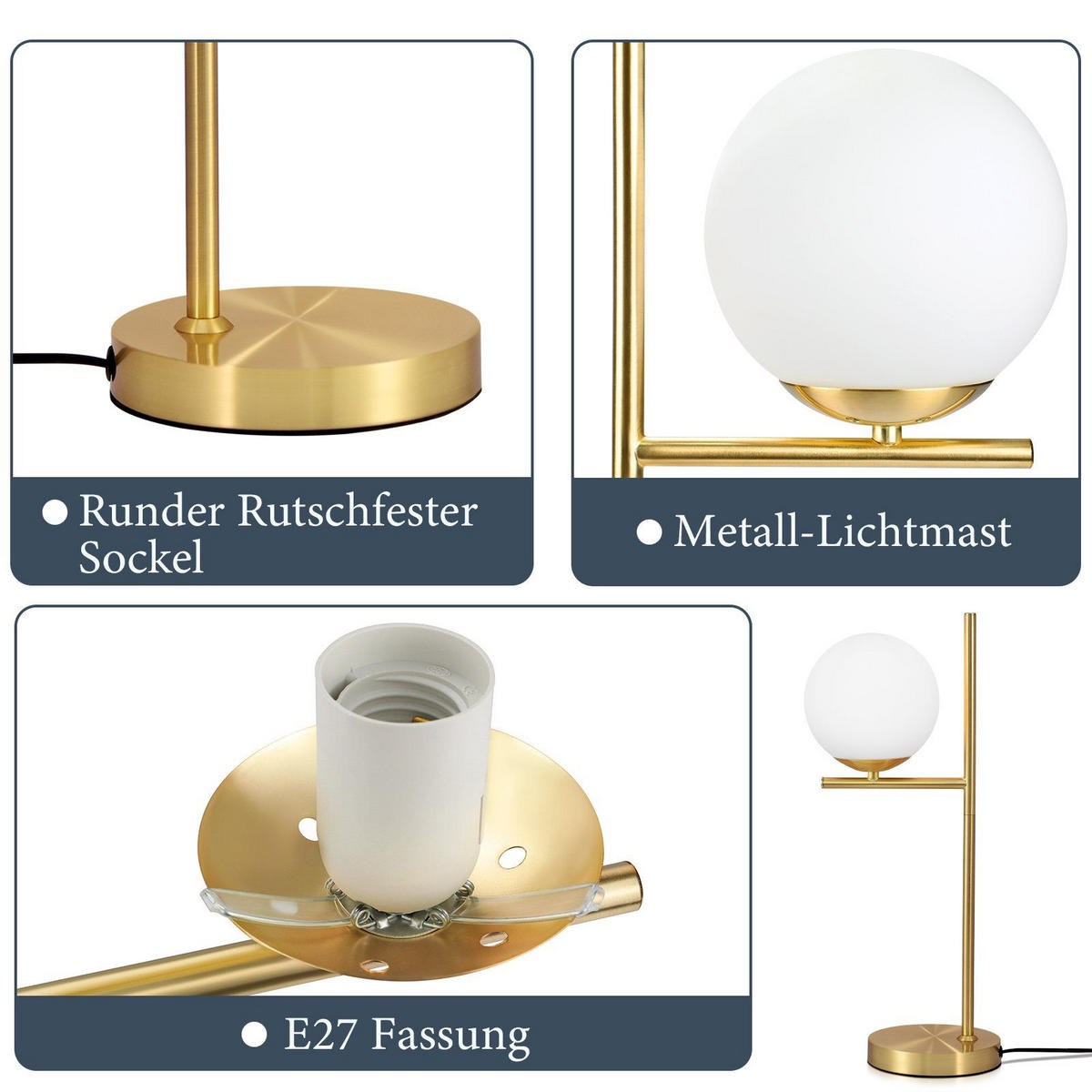 TISCHLEUCHTE Oase 22/22/50 cm - Goldfarben, Metall (22/22/50cm) - Nettlife