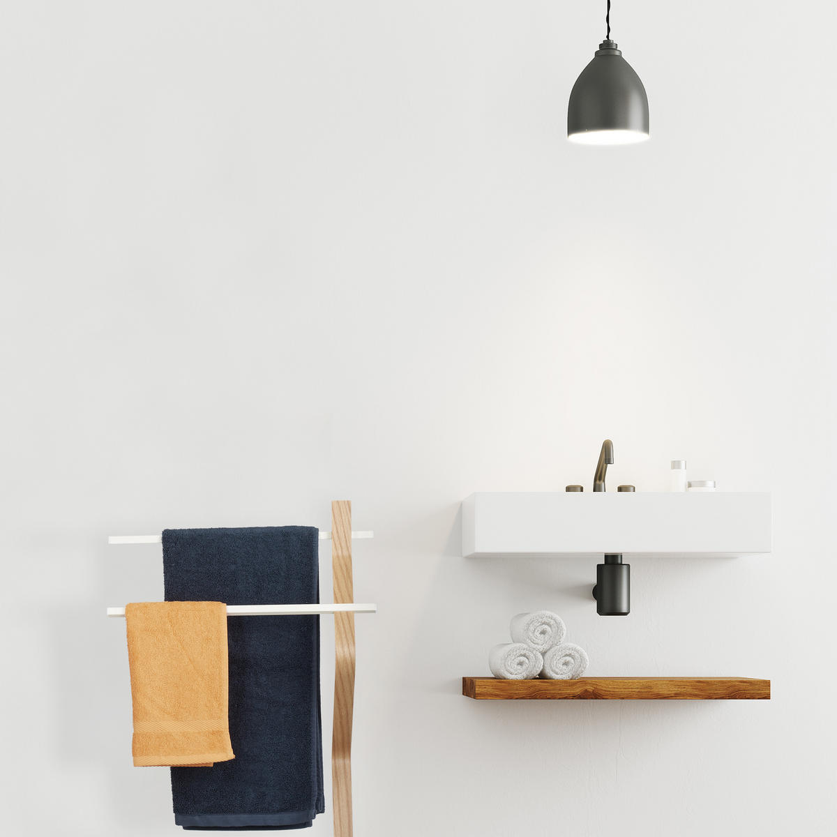 HANDTUCHHALTER stehend - Multicolor, Holz/Holzwerkstoff (43.5/85/20cm) - Relaxdays