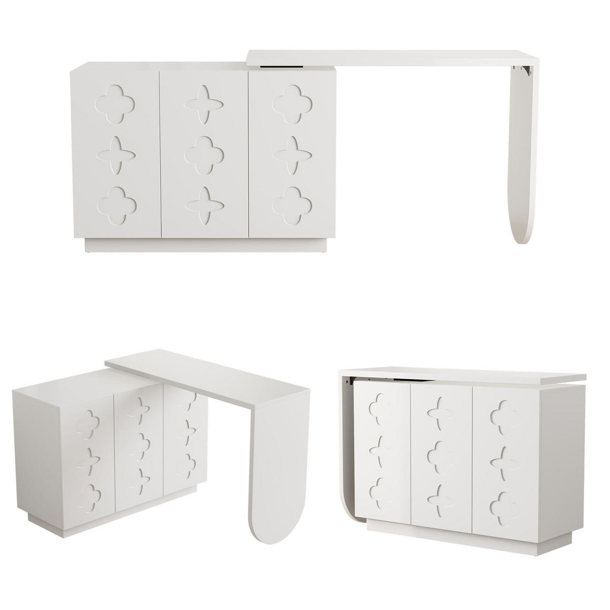 COMPUTERTISCH Eckschreibtisch Drehbar Weiß L-Form mit Schrank 110cm - Weiß, Holzwerkstoff (40/110/75cm) - Urban Meuble