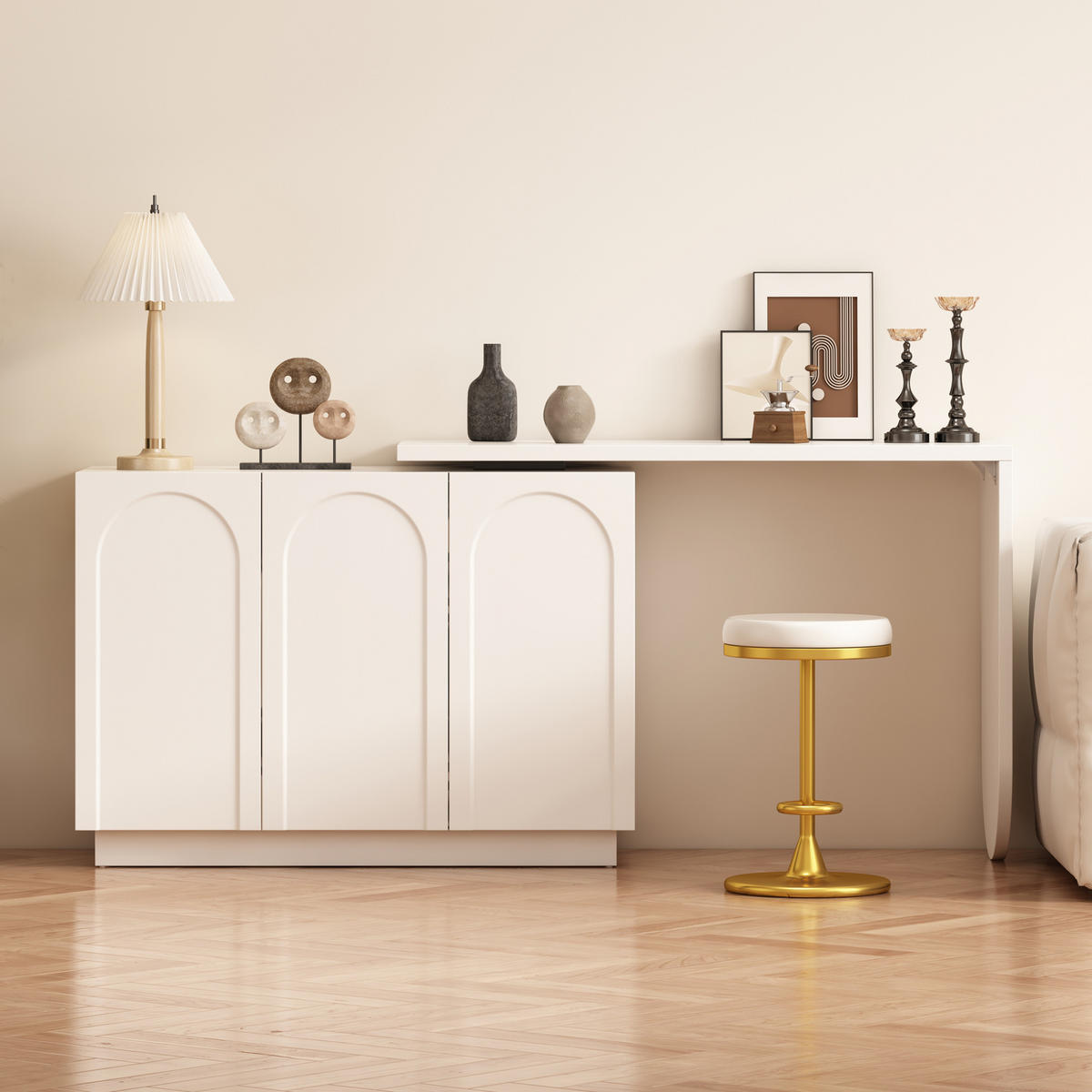 SCHREIBTISCH in Weiß L-förmig drehbar Eck-Computertisch Bürotisch Frisiertisch multifunktional Büro Homeoffice B110/T40/H75cm - Weiß, Holzwerkstoff (40/110/75cm) - STILVORA