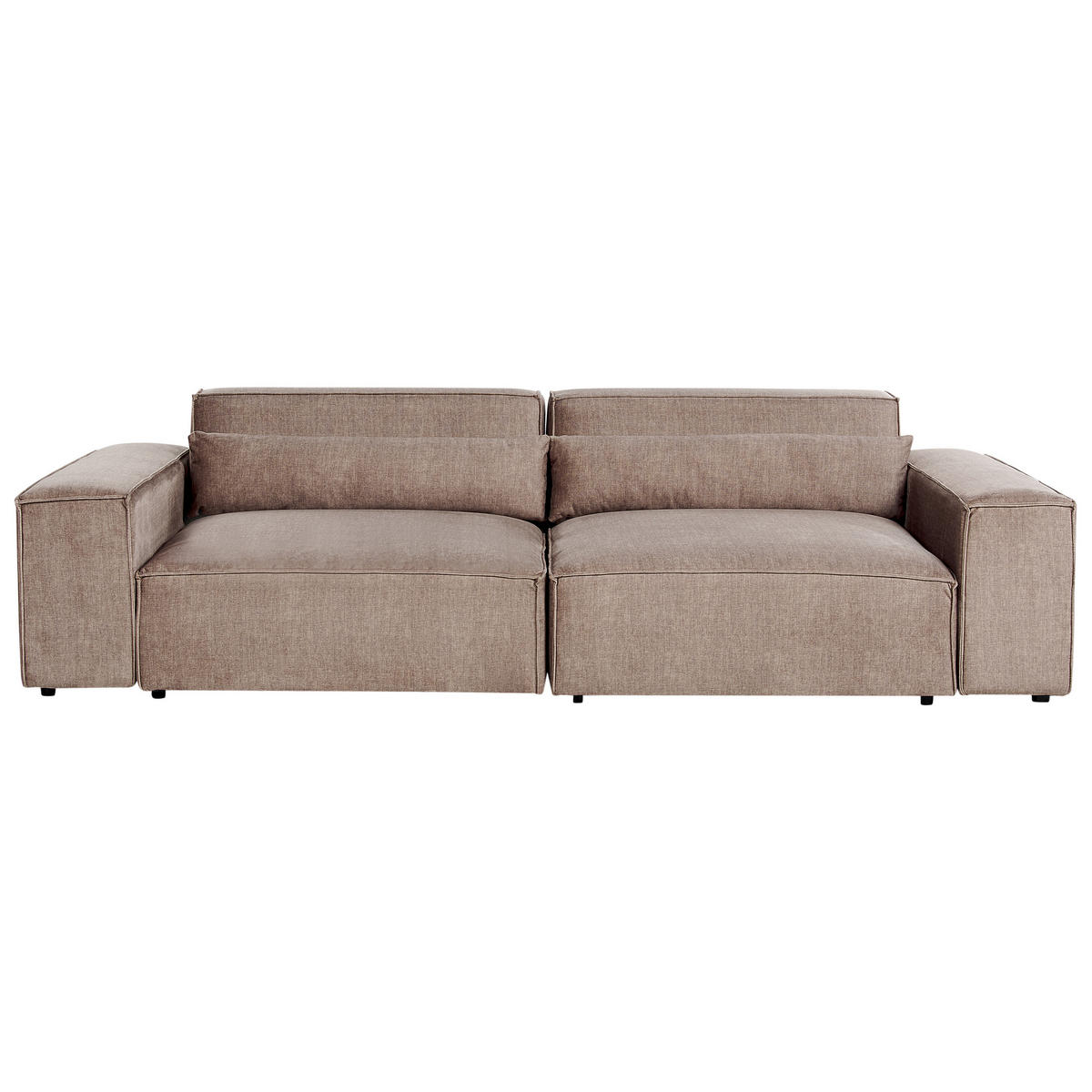 2-SITZER-SOFA hellbraun mit Ottomane Hellnar - Braun, Textil (262/70/126cm) - Beliani