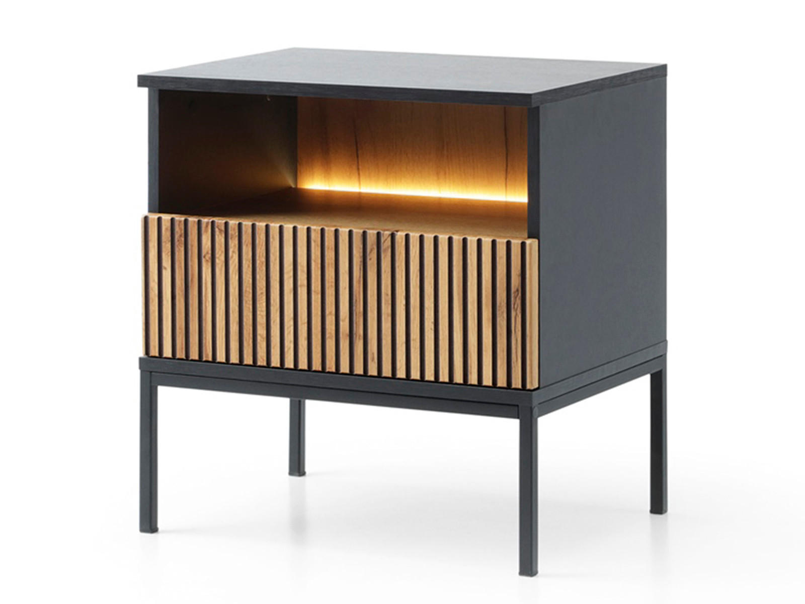 NACHTISCH mit Schublade LINO Eiche wotan - Eiche Wotan, Holzwerkstoff (54/56/39cm) - Compleo24