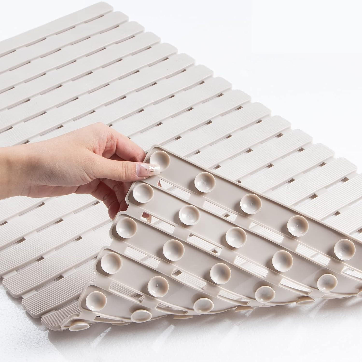 DUSCHMATTE – 40 x 70 cm – Khaki – Rutschfest - Cappuccino, Kunststoff (40/6cm)