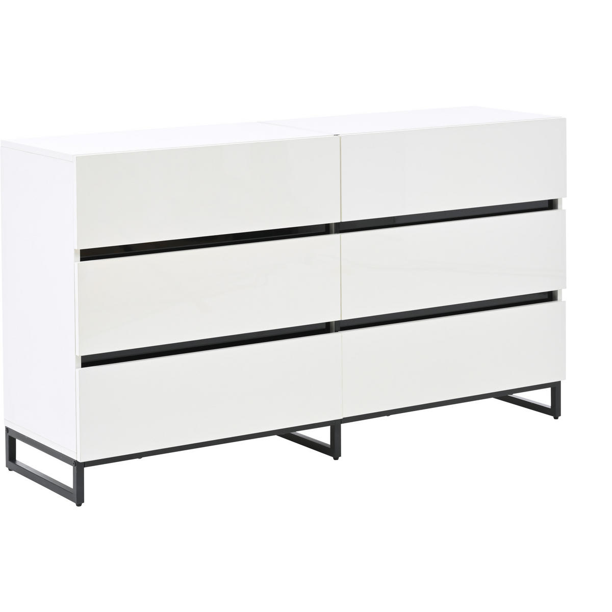 SIDEBOARD Weiß Schwarz 140/39,5/78,5 cm - Weiß, Holzwerkstoff (140/78.5/39.5cm) - PANGIVO