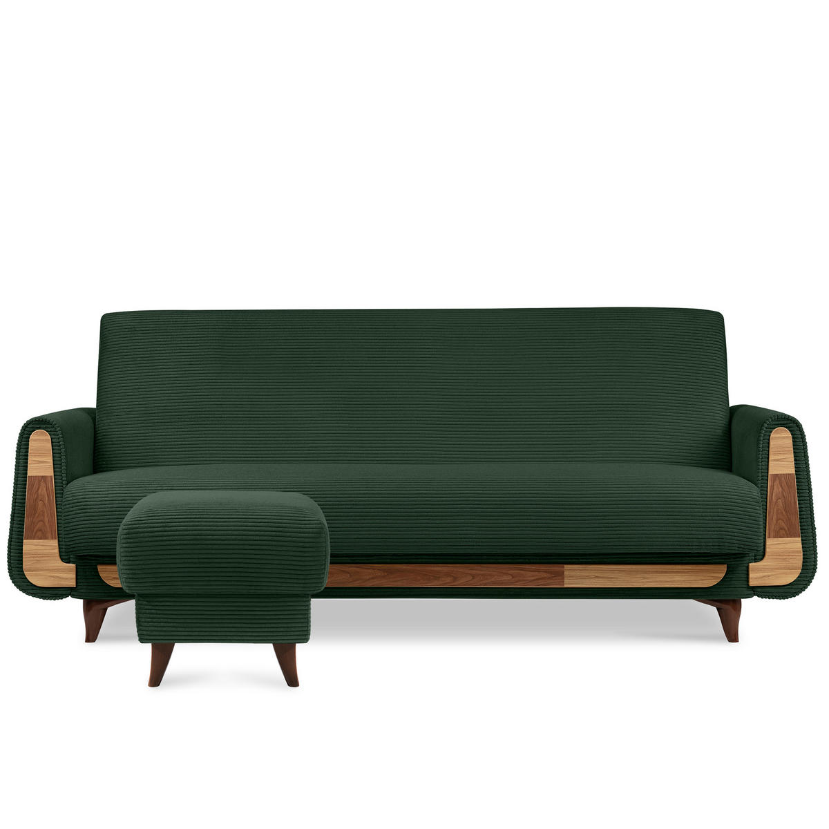 FUẞSTÜTZE GUSTAVO II, Dunkelgrün - Dunkelgrün/Braun, Holz/Holzwerkstoff (53/49/53cm) - KONSIMO®