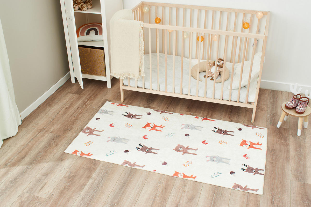 KINDERTEPPICH mit Tiermotiven Happy 80x150 cm - Creme, Textil (80/150cm) - Nazar Rugs