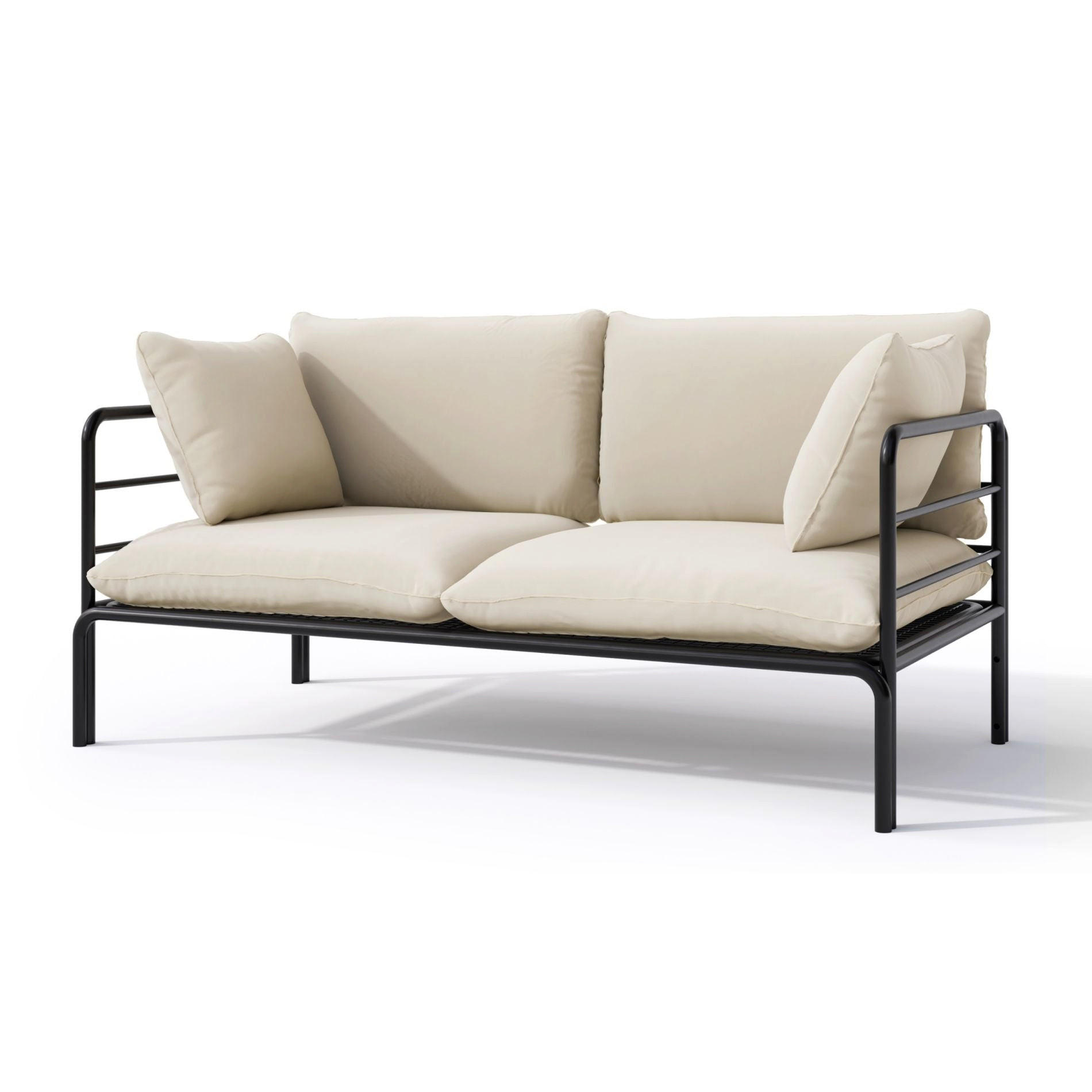 GARTEN-SOFA Worcully Beige/Schwarz - Beige, Textil (150/80/80cm) - Selsey