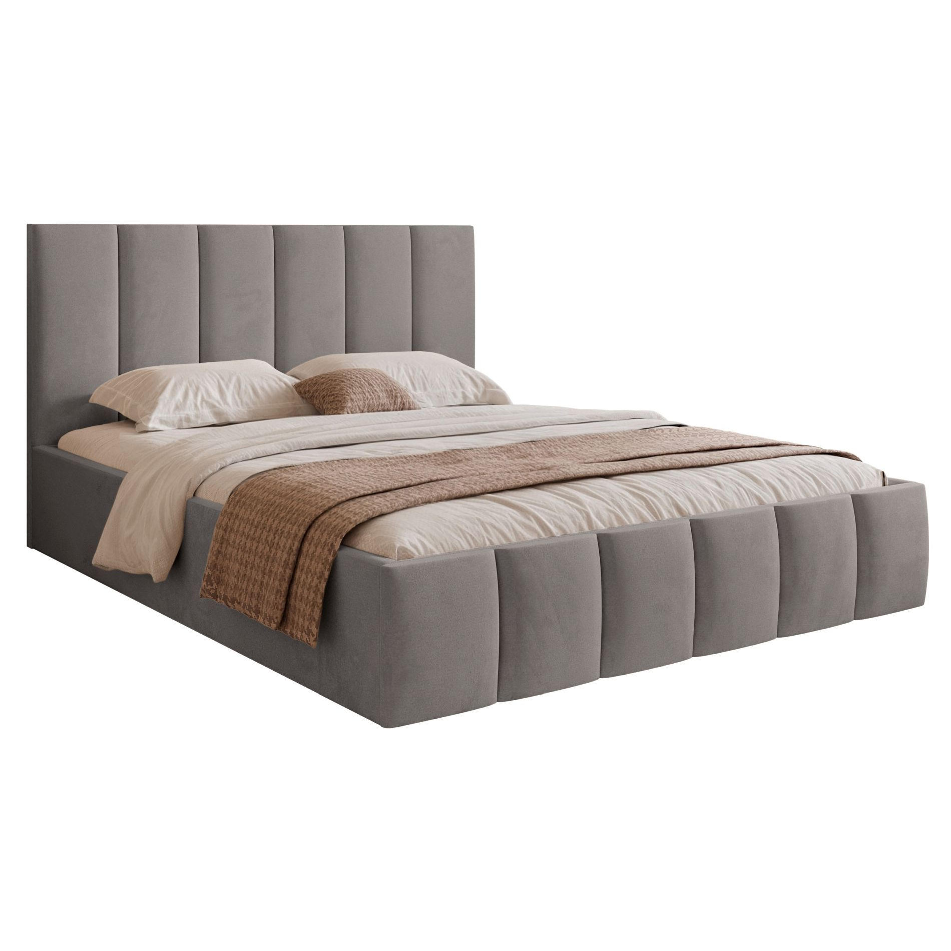 POLSTERBETT Sarafino Hellgrau Samt 180x200 cm - Hellgrau, Textil (180/200cm) - Selsey