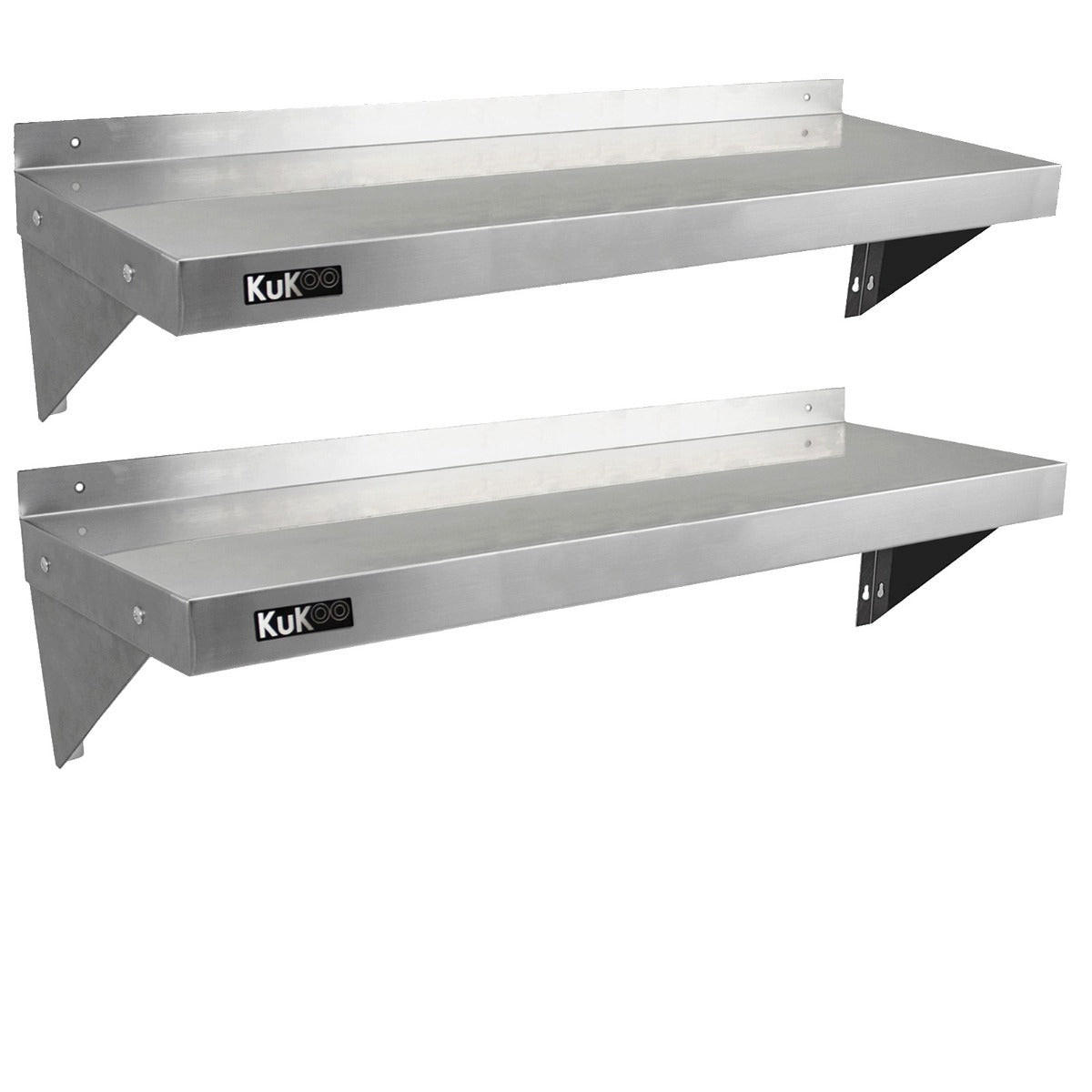 WANDREGAL 2 x 1250mm x 300mm - Silberfarben, Metall (125/23/30cm) - Kukoo