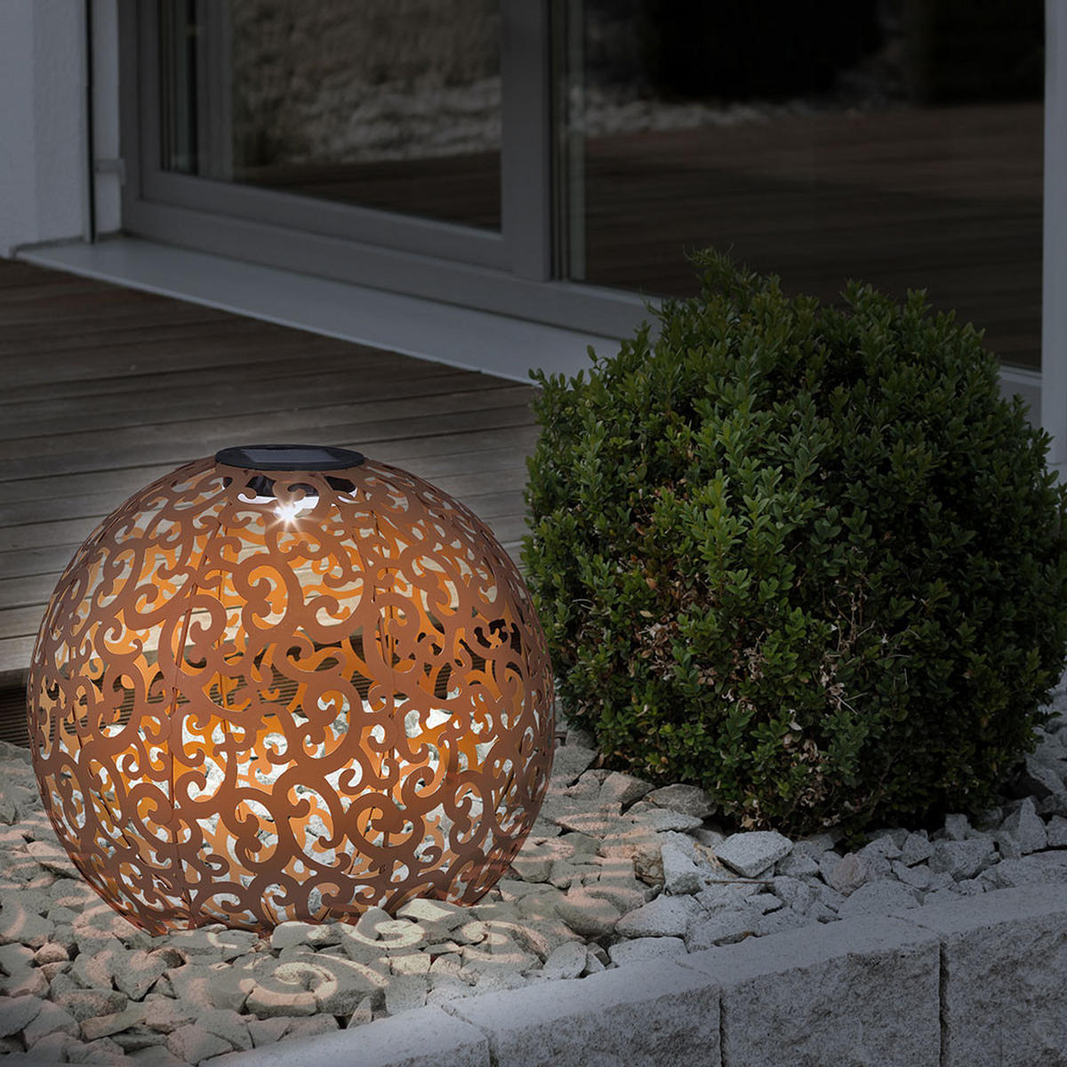 LED AUSSENLEUCHTE Metall Rostoptik Braun - Braun, Metall (28.5/28.5/40cm) - Globo Lighting