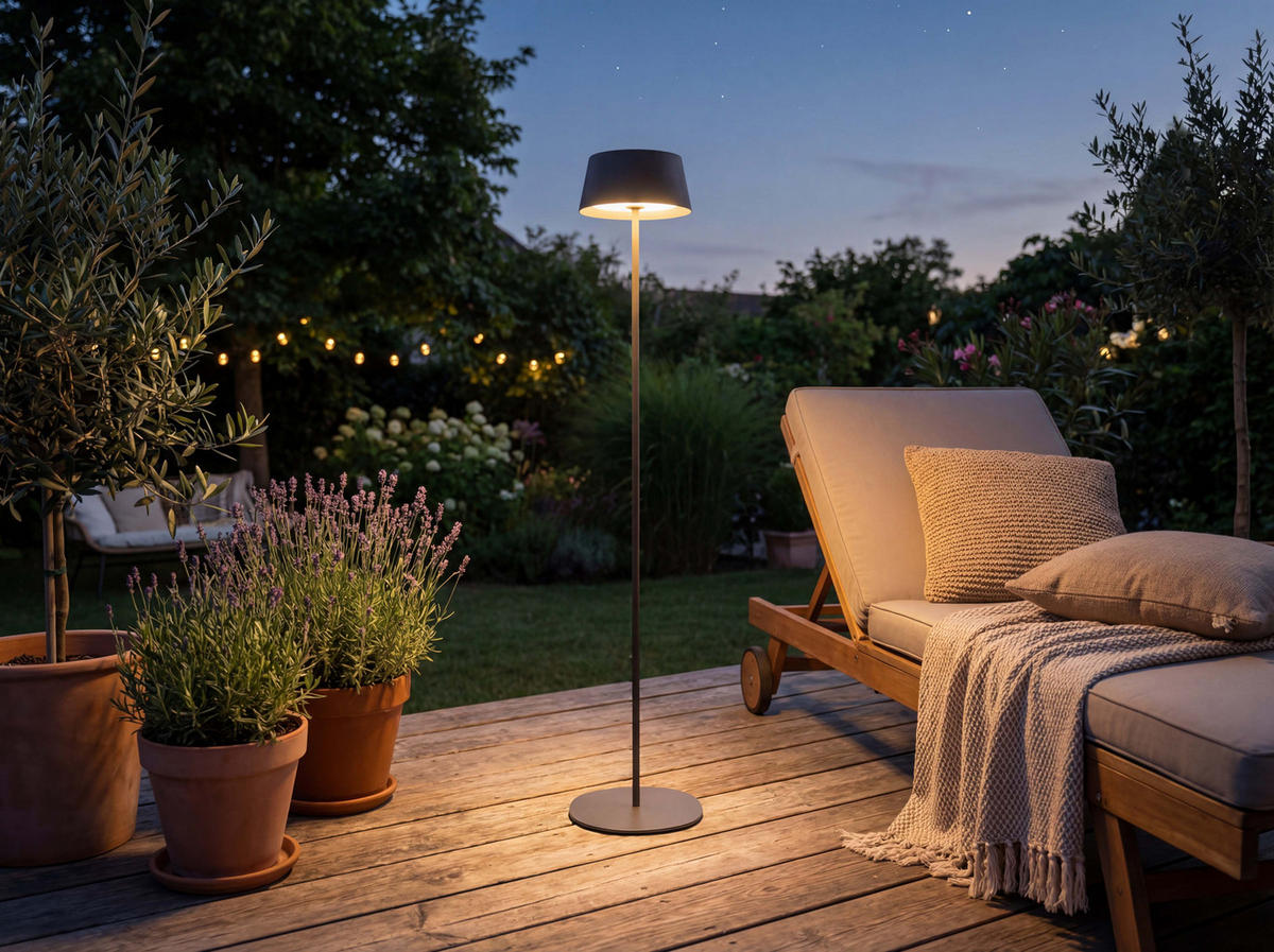 LED-STEHLEUCHTE Solar Outdoor bis zu 120cm Metall schwarz - Schwarz, Metall (23/23/120cm) - Northpoint