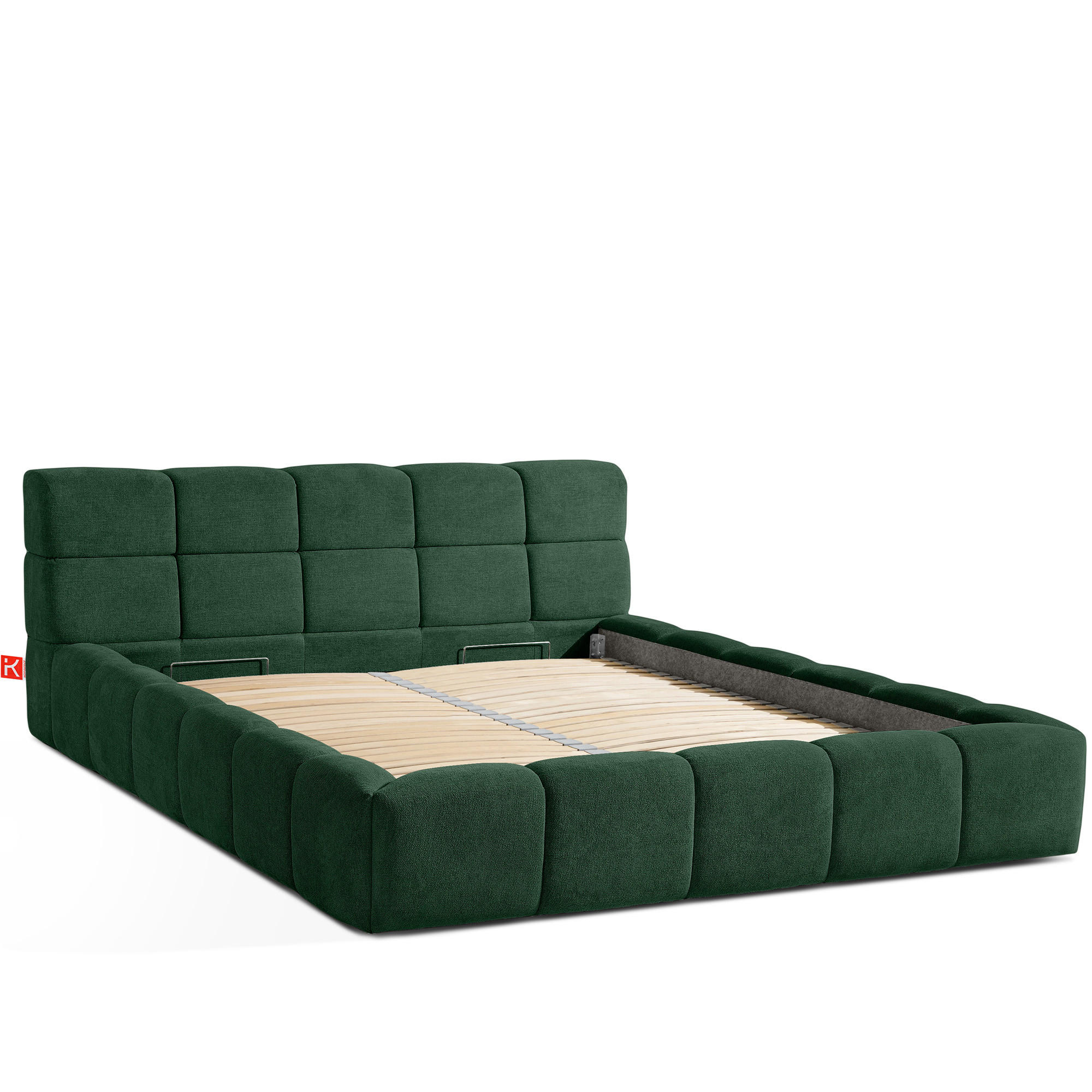 POLSTERBETT AERI mit Rahmen, dunkelgrün - Dunkelgrün, Holz/Holzwerkstoff (180/200cm) - KONSIMO®